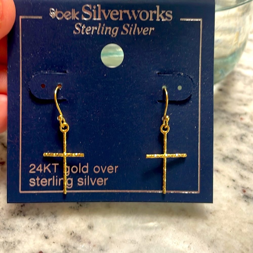 Brand New 24Kt Gold Over Sterling Silver Earrings